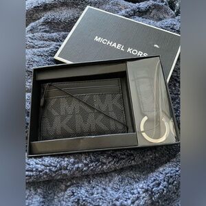 Michael Kors Black Card Case and Key Fob in Giftbox NWT